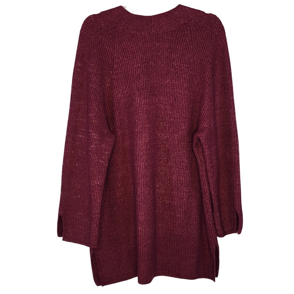 Pure Jill Cranberry Sweater Dress M Long Sleeve V Neck Casual‎ Oversize Comfort - Picture 3 of 7